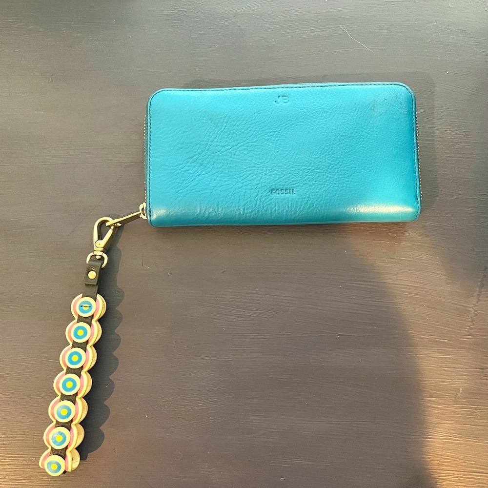 Monogramed Fossil wristlet/wallet